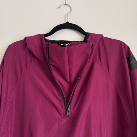 Ivy Park Hooded Quarter Zip Windbreaker Jacket - Maroon | Size S - Picture 5 of 7
